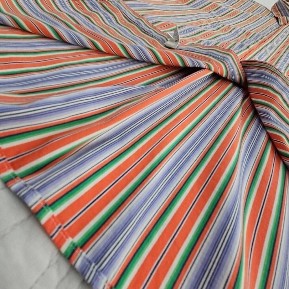 Polo Ralph Lauren Classic Fit Button‎ Down Shirt Men's 4XLT Orange Blue Stripe